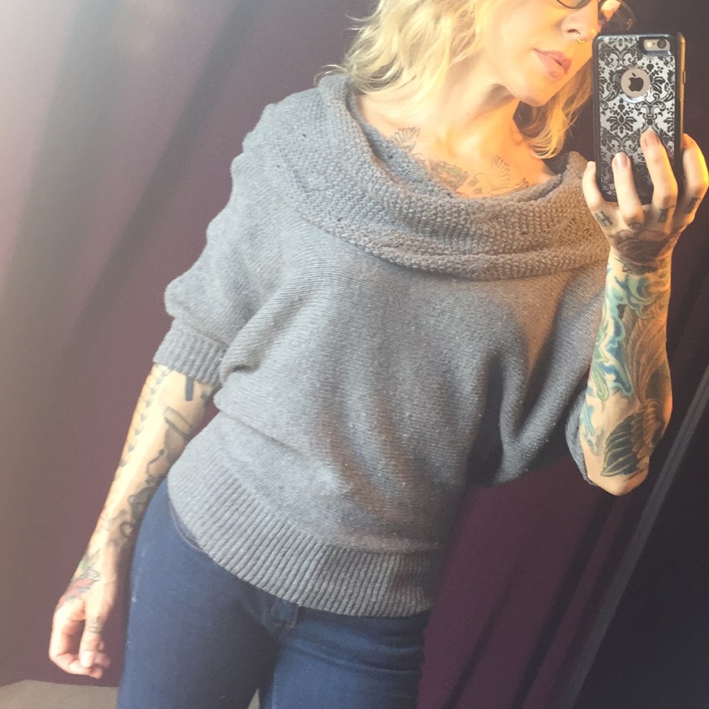 BEBE 3/4 length cowl neck sweater